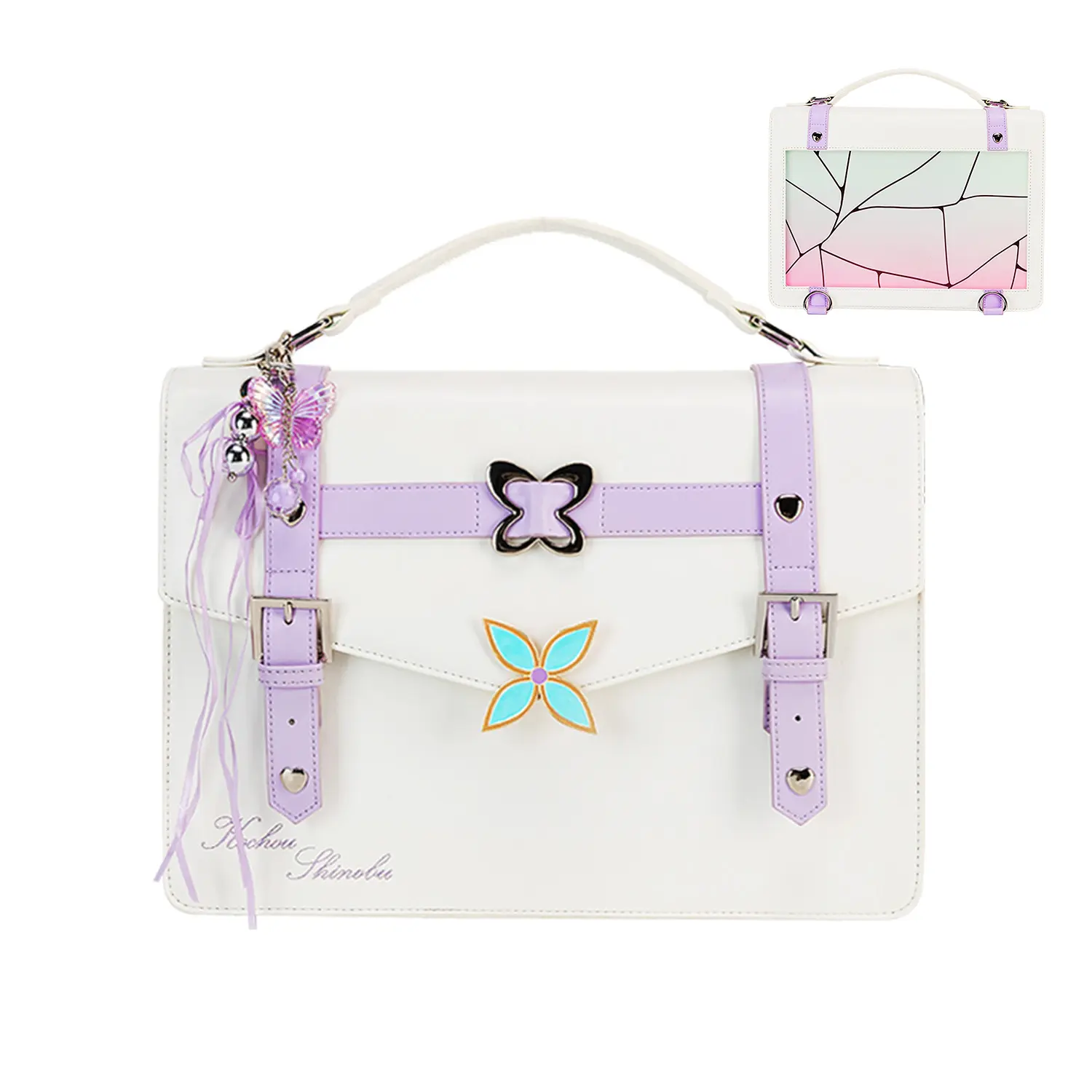 Women's Kabaqoo Demon Slayer Butterfly Shinobu Ita Bag - Multi-way Crossbody-Backpack with Compact Storage, Anime Fan Signal, Demon Slayer Vibe, Fan Gift Ready, Holiday Gift Pick, Switch Carry Modes
