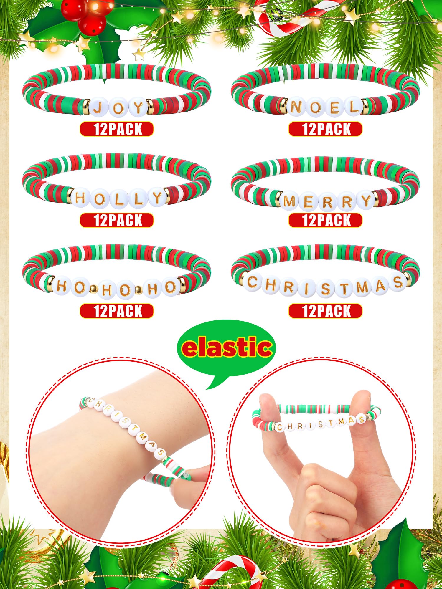 24/36Pcs Easter Dance Polymer Beaded Bracelets Gift Stylish Elegant and Durable for Galentine Student Charm Jewelry Team Gift for Dance Lovers School Party Gift