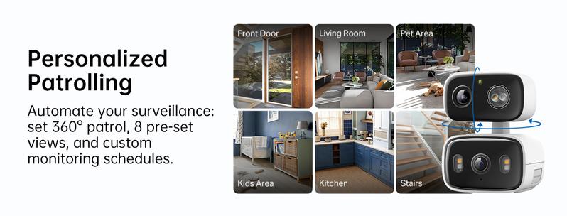 TP-Link & Tapo C246D(2-Pack) 2K 3MP Dual Lens Pan/Tilt Indoor/Outdoor Security Cameras with AI Detection, 360° Pan, Free Person/Vehicle Detection, SD/Cloud Storage, Works with Alexa & Google Home