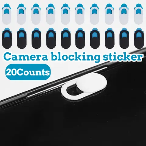 20-Count Flexible ABS Ultra-Thin Webcam Cover Slides, Tech Gadgets for Computers, Tablets, Laptops, iPhones, Strong Adhesive, Easy to Install, Privacy Protection, 10 Black & 10 White Camera Covers
