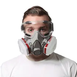 N95 Reusable Gas Mask for Chemical Pesticide Formaldehyde Paint Fume NIOSH Certified Full Face Respirator with Activated Carbon Filter for Nipah Virus Protection