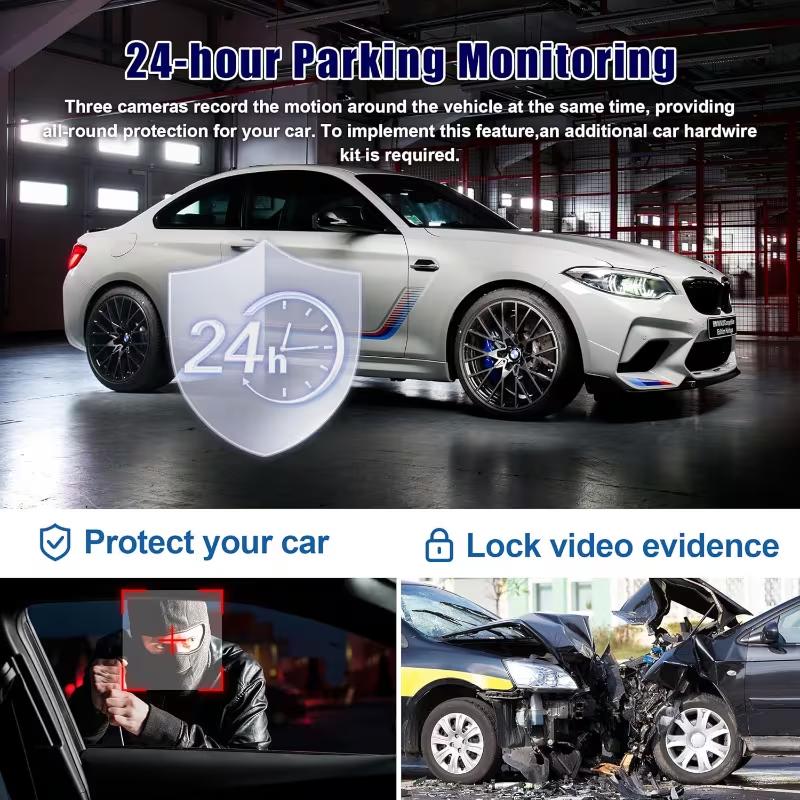 3-Channel Dash Cam for Cars, Front, Rear & Inside Cameras, IR Night Vision, Loop Recording, G-Sensor, HDR, 24-Hour Continuous Recording, Triple Lens Car Camera 3-Channel Dash Cam for Cars, Front, Rear & Inside Cameras, IR Night Vision, Loop Recording, G-Sensor, HDR, 24-Hour Continuous Recording, Triple Lens Car Camera