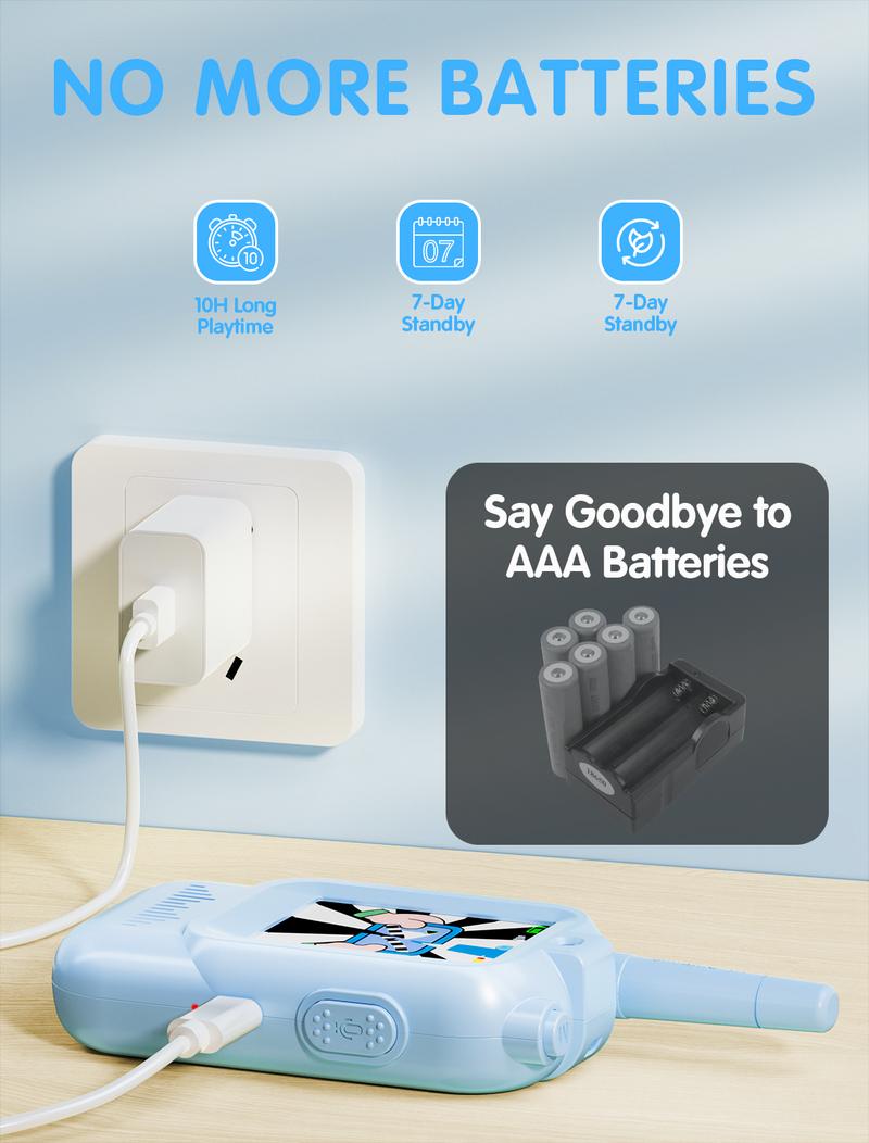 【Fabeto】2025儿童情人节礼物新款视频对讲机玩具套装(2件套)内置摄像头,可进行远距离通话,适合3-12岁儿童,室内外皆宜,是节日娱乐和新年礼物的理想之选。 【Fabeto】2025儿童情人节礼物新款视频对讲机玩具套装(2件套)内置摄像头,可进行远距离通话,适合3-12岁儿童,室内外皆宜,是节日娱乐和新年礼物的理想之选。