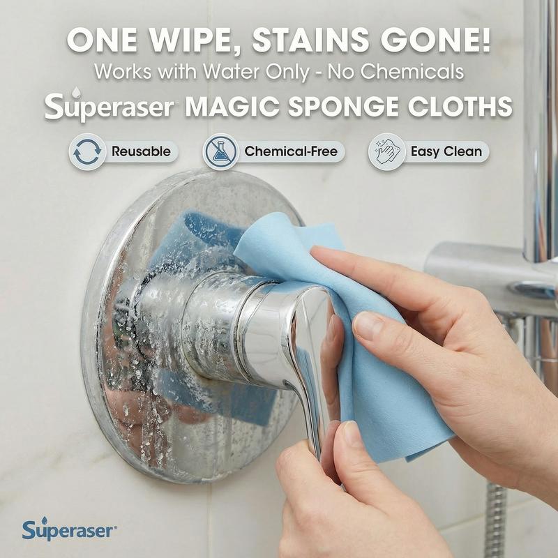 Superaser Magic Cleaning Sponge Cloth All Purpose for Home Cleaning Chemical Free Magic Sponge Water Only Cleaning for Kitchen Shoes Wall