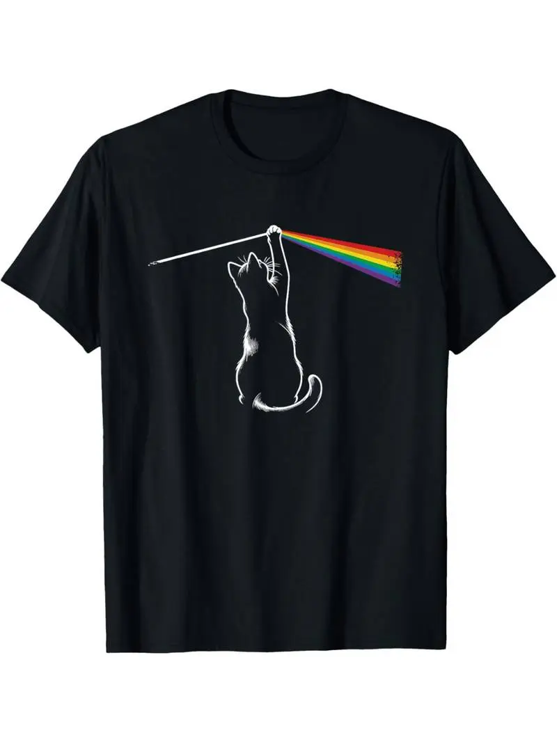 Summer t Shirts Rock Cat Graphic Tee for Men & Women - 100% Cotton, Casual Fit, Machine Washable Streetwear Round Neck Tropical Shortsleeve Menswear Tshirt