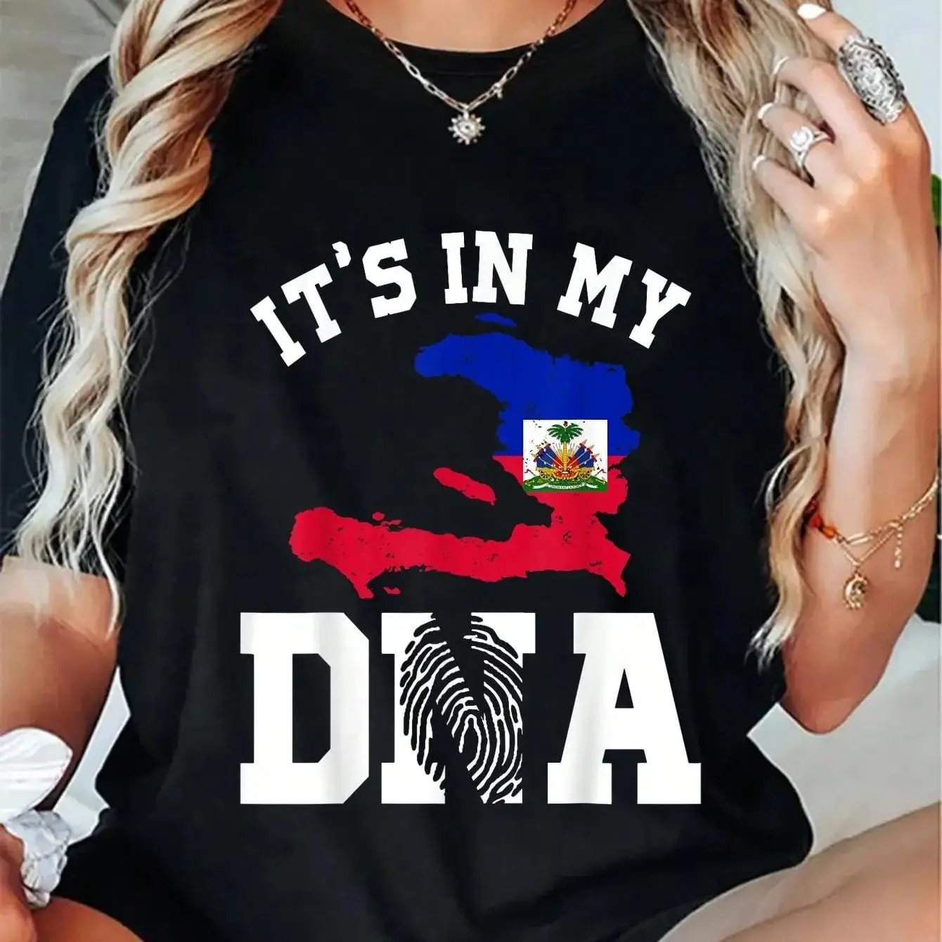 100% Cotton Haiti In My DNA Haitian Pride T-Shirt Haitian Flag Shirt T-Shirt