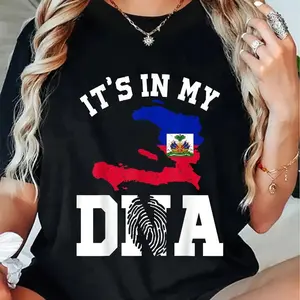 100% Cotton Haiti In My DNA Haitian Pride T-Shirt Haitian Flag Shirt T-Shirt