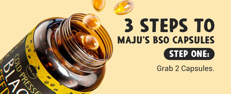 MAJU Black Seed Oil Capsules (120ct) - High Thymoquinone, Vitamin Supplement, Edible Dietary Healthcare Fitness Optimum Support