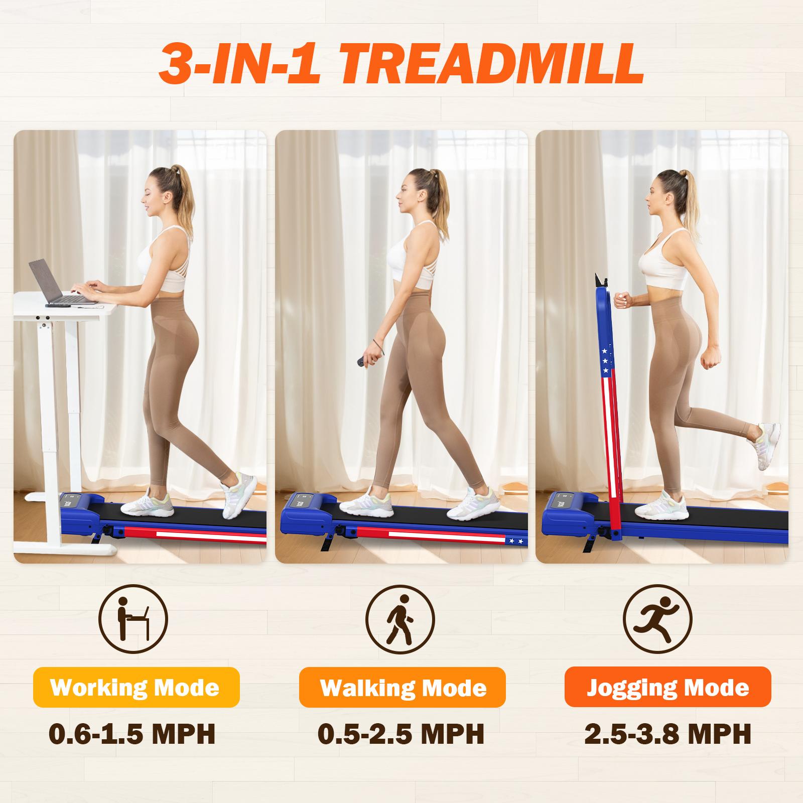 【Stars Stripes】YAGUD Walking Pad Treadmill, Foldable Design with Spacious Belt, 265lbs Weight Capacity, Dual Shock Absorption, Low-Noise Motor, Easy-Move Wheels & Remote Control 【Stars Stripes】YAGUD Walking Pad Treadmill, Foldable Design with Spacious Belt, 265lbs Weight Capacity, Dual Shock Absorption, Low-Noise Motor, Easy-Move Wheels & Remote Control