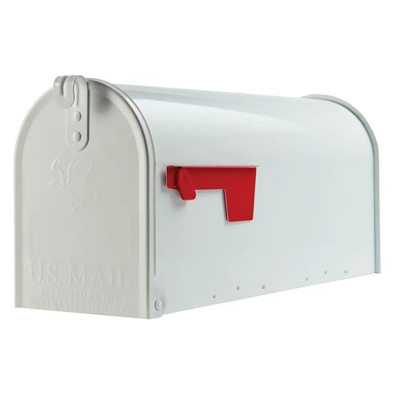 ELITE Classic Post-Mounted Galvanized Steel Mailbox - Outdoor, Rust-Resistant, White, Medium-Size, Pull-Down Design