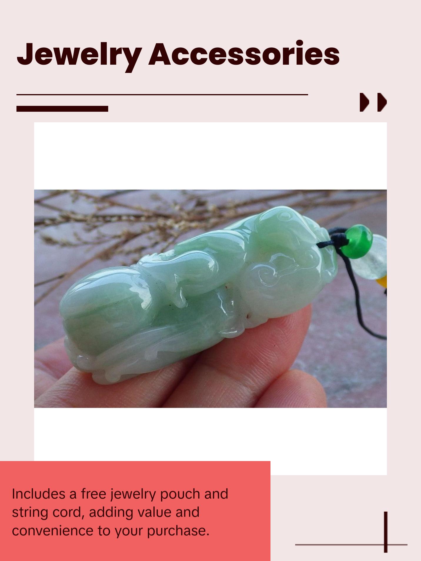 Certified Hand Carved Green Natural Myanmar Burma A Jade jadeite Mouse Rat Ruyi Pendant Necklace