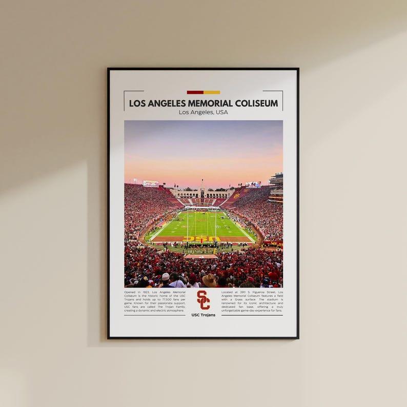 Los Angeles Memorial Coliseum Print | USC Trojans Poster | Vintage Print | Collage Football | Printable Wall Art | Travel Print
