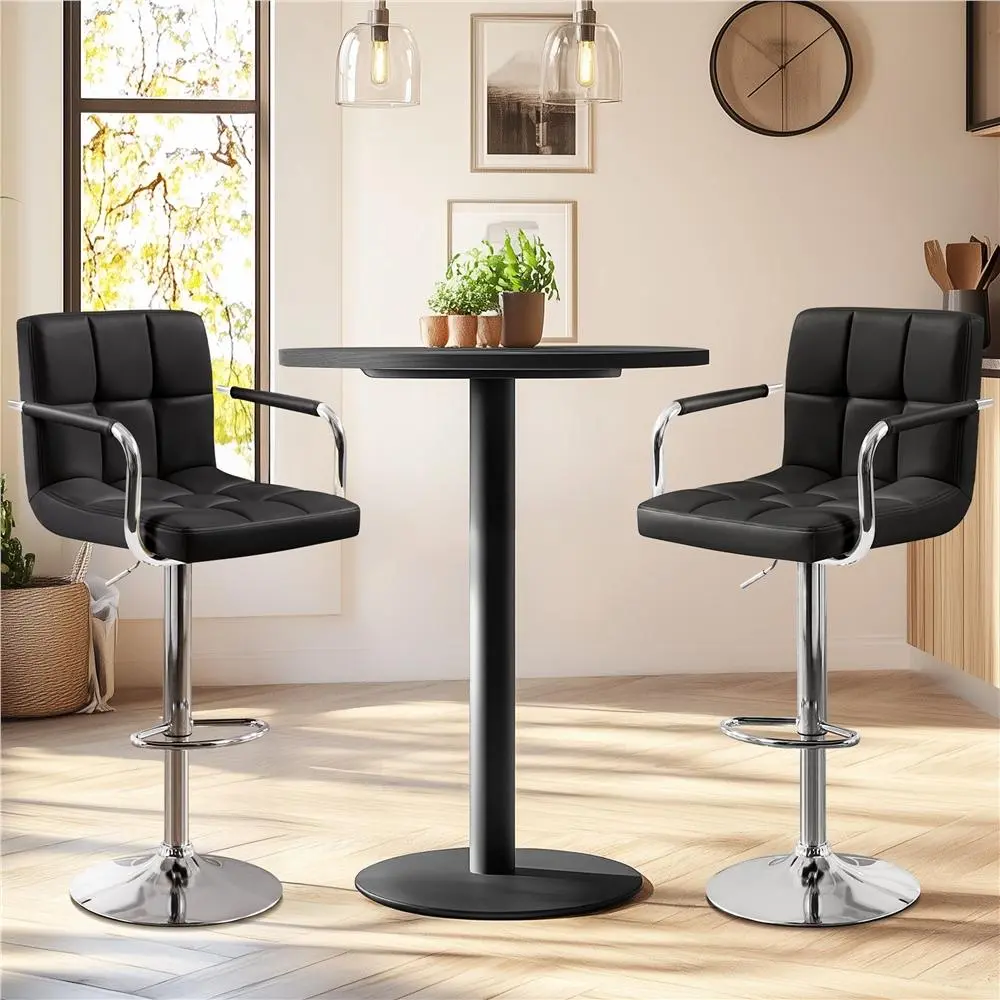 【Heavy Duty】Yaheetech 2-Piece Bar Stools Adjustable Counter Stools Bar Chairs Synthetic Leather Modern Design Swivel Barstools Gas Lift Stools for Kitchen Counter 360 Degree Swivel Seat Top,dorm essentials,home decor
