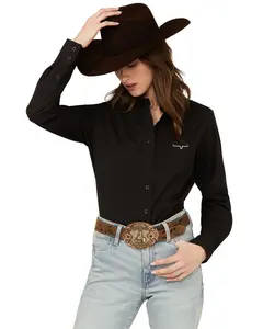 Kimes Ranch Women's Logo Long Sleeve Button-Down Western Shirt - Wto0000013(Long)-Blk