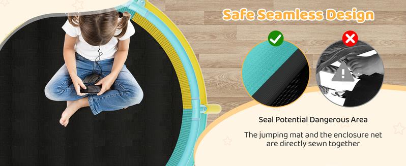 Costzon 48”  Trampoline for Kids, Toddler Trampoline with Enclosure Net, Non-Slip Handrail & Anti-Slip Foot Pads, Indoor/Outdoor, COSTST