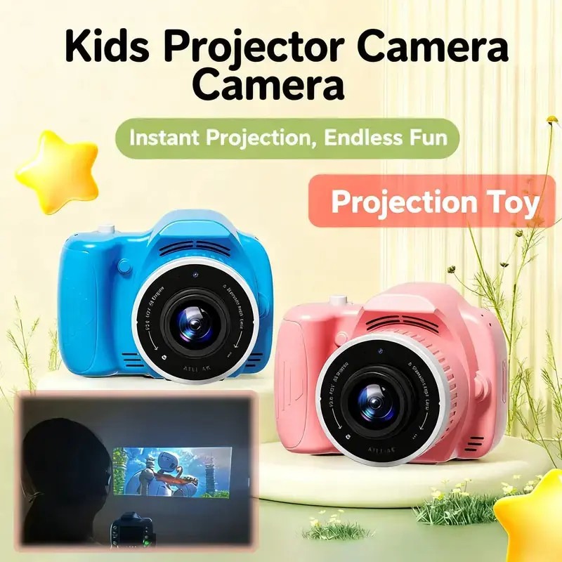 Kids Projection Digital Camera - Real Projection Function, Photos & Videos Capture, Mini Games, Instant Print, Versatile Use for Family Playtime, Ideal Children's Gift Toy