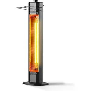 Outdoor Electric Patio Heater, 34-inch 1500W Infrared Tower Heater with Instant Heating, Tip-Over & Overheat Protection, IPX5 Waterproof Space Heater for Patio Garage Workshop Indoor & Outdoor Use