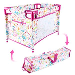 deAO Doll Stroller Nursery Role Play Set with a Variety of Feeding Toy and Play Mat Travel Cot Carrier Stroller and Travel Bag