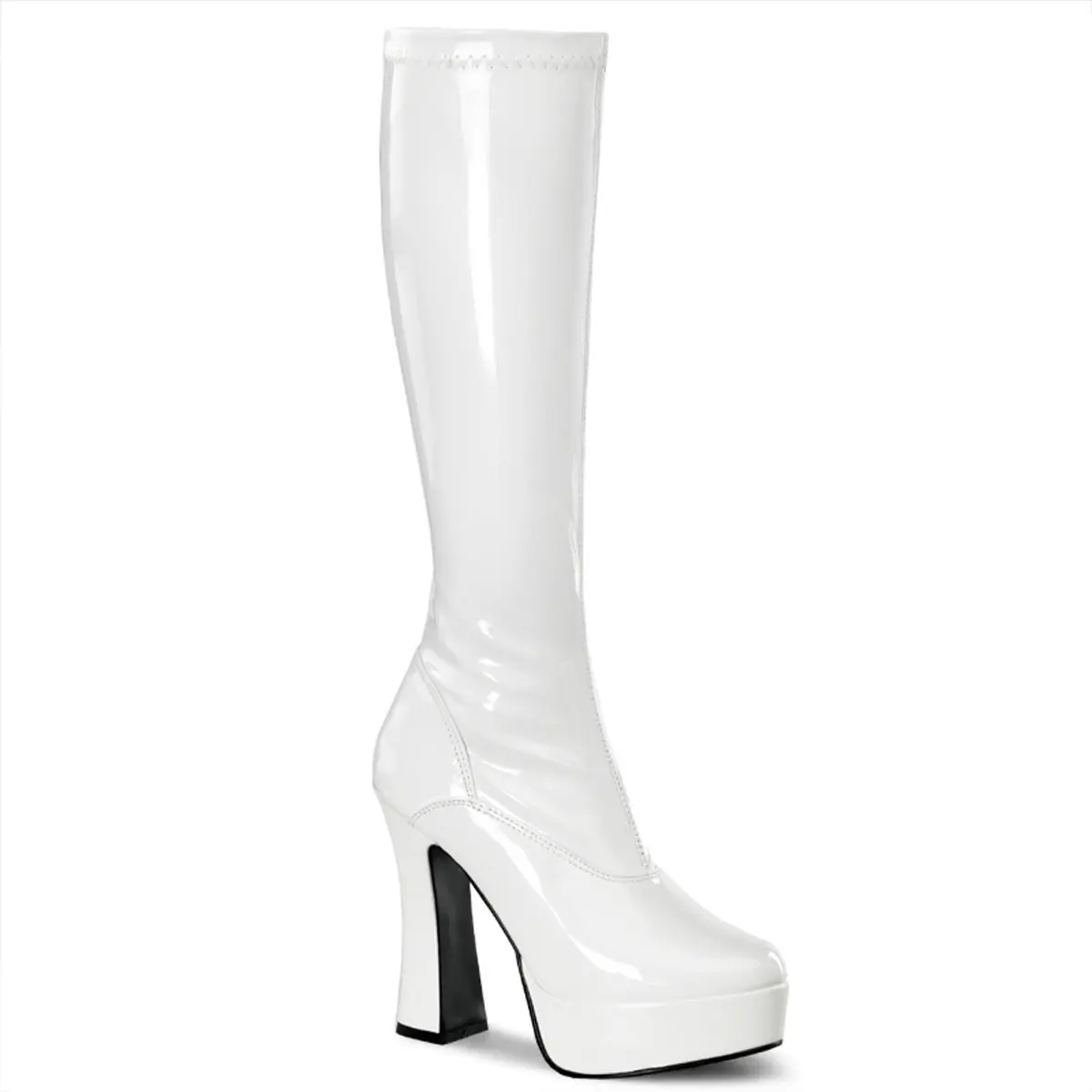 Pleaser Electra-2000Z Women's Knee Boot for Alt Girls, Alternative Rock Style Footwear with 5" Stacked Heel, Platform & Side Zip, Party, Statement Shoes