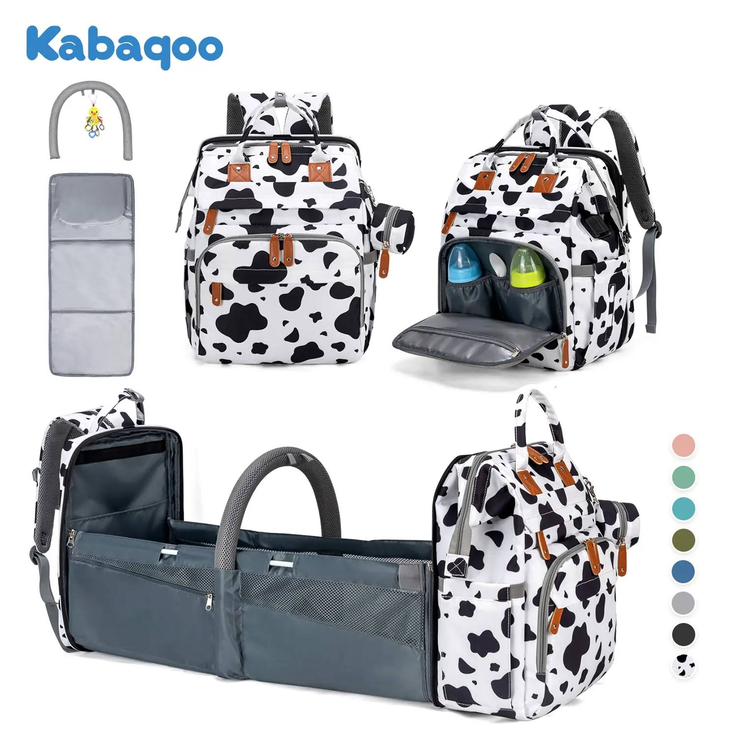 Kabaqoo Diaper Bag Backpack for Baby - Large Capacity, Lightweight, Portable, with Mosquito Net, Foldable for Newborn Travel, Everyday Use & Work, Lightweight Diaper Handbag, Large Diaper Bags
