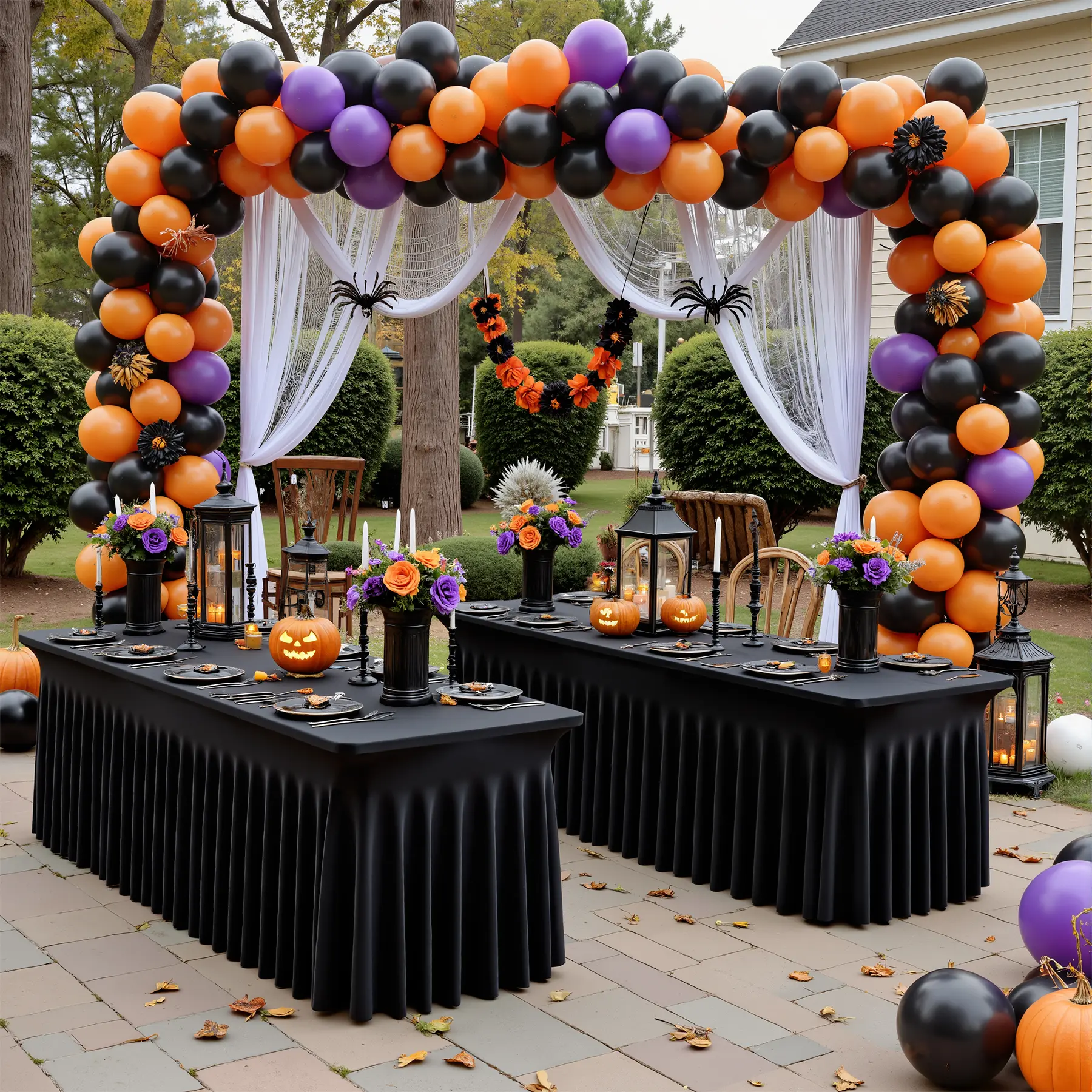 2-Pack Stretchy Spandex Fitted Tablecloths, Secure Stretch Fit & Wrinkle-Resistant Finish for 4/6/8FT Rectangle Tables, Easy to Install & Photo-Ready for Wedding, Party, Fall & Halloween Decor,sohochic