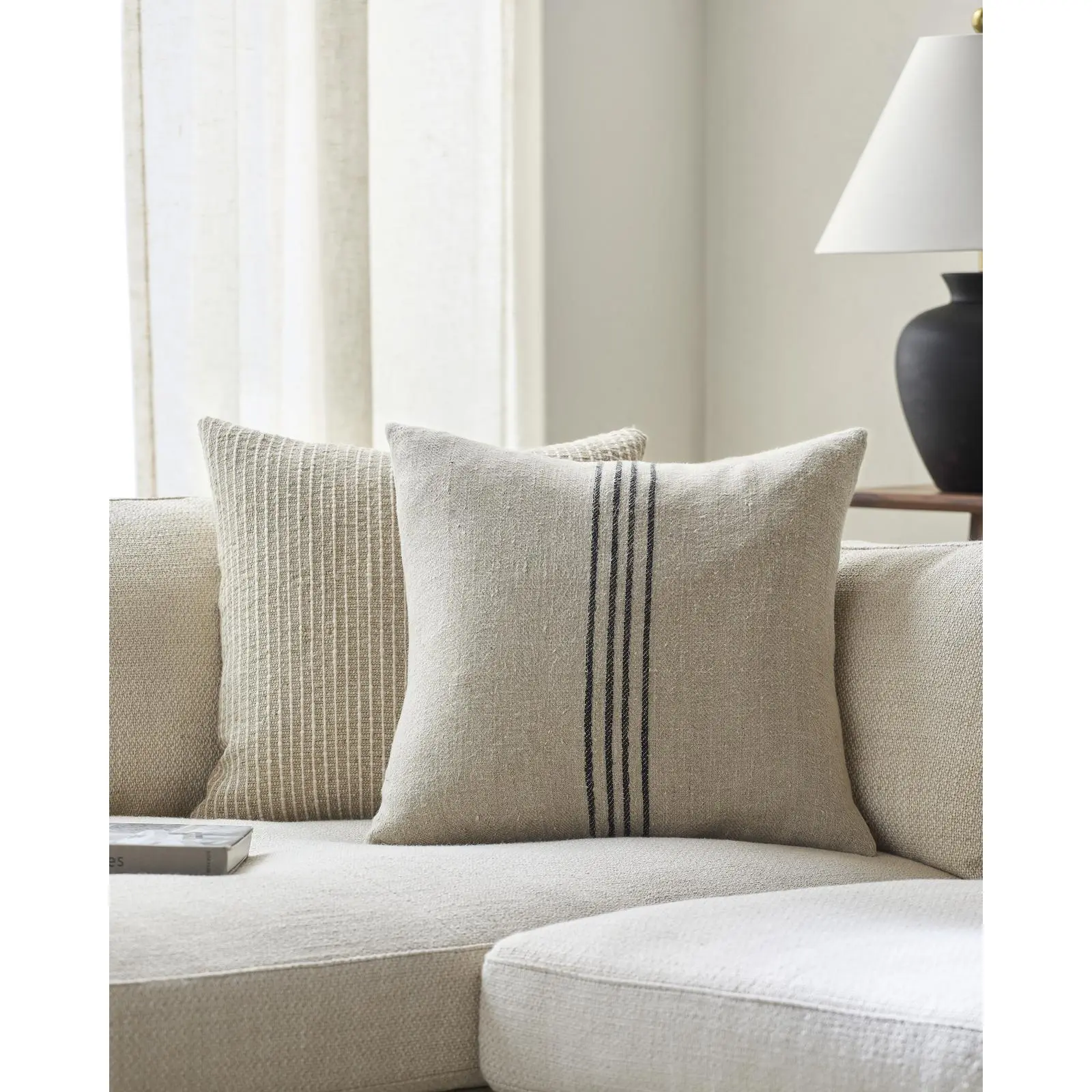 Becki Owens x Livabliss Brett Modern Striped Accent Pillow Removable Cushions