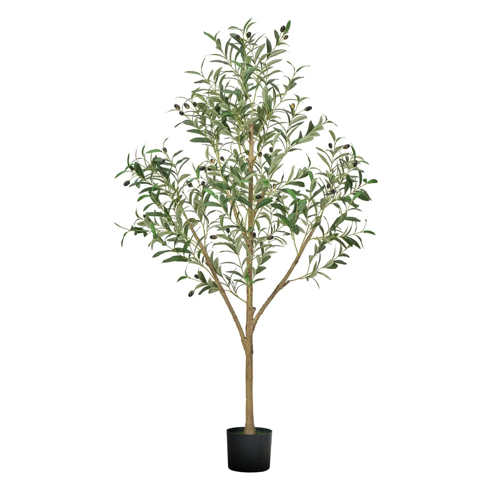 【SummerFinds】VEVOR 5FT Artificial Olive Tree with Black Pot, Tall Fake Tree with Natural Wood Trunk & Realistic Green Leaves and Fruits, Indoor Faux Plant for Home, Office, Living Room, Corner Decor