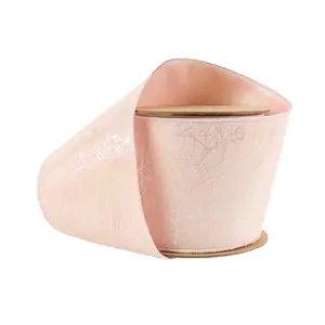 4" Wired Ribbon | Lt Pink Iridescent Scribbles | 10 Yard Roll