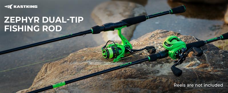 KastKing Zephyr Dual Tip Fishing Rod, Lightweight KastFlex IM6 Graphite Spinning & Casting Rod, Fuji O-Ring Guide, Dual Tips Section for Different Powers, Drop Shot Hook Keeper, EVA Grip KastKing Zephyr Dual Tip Fishing Rod, Lightweight KastFlex IM6 Graphite Spinning & Casting Rod, Fuji O-Ring Guide, Dual Tips Section for Different Powers, Drop Shot Hook Keeper, EVA Grip