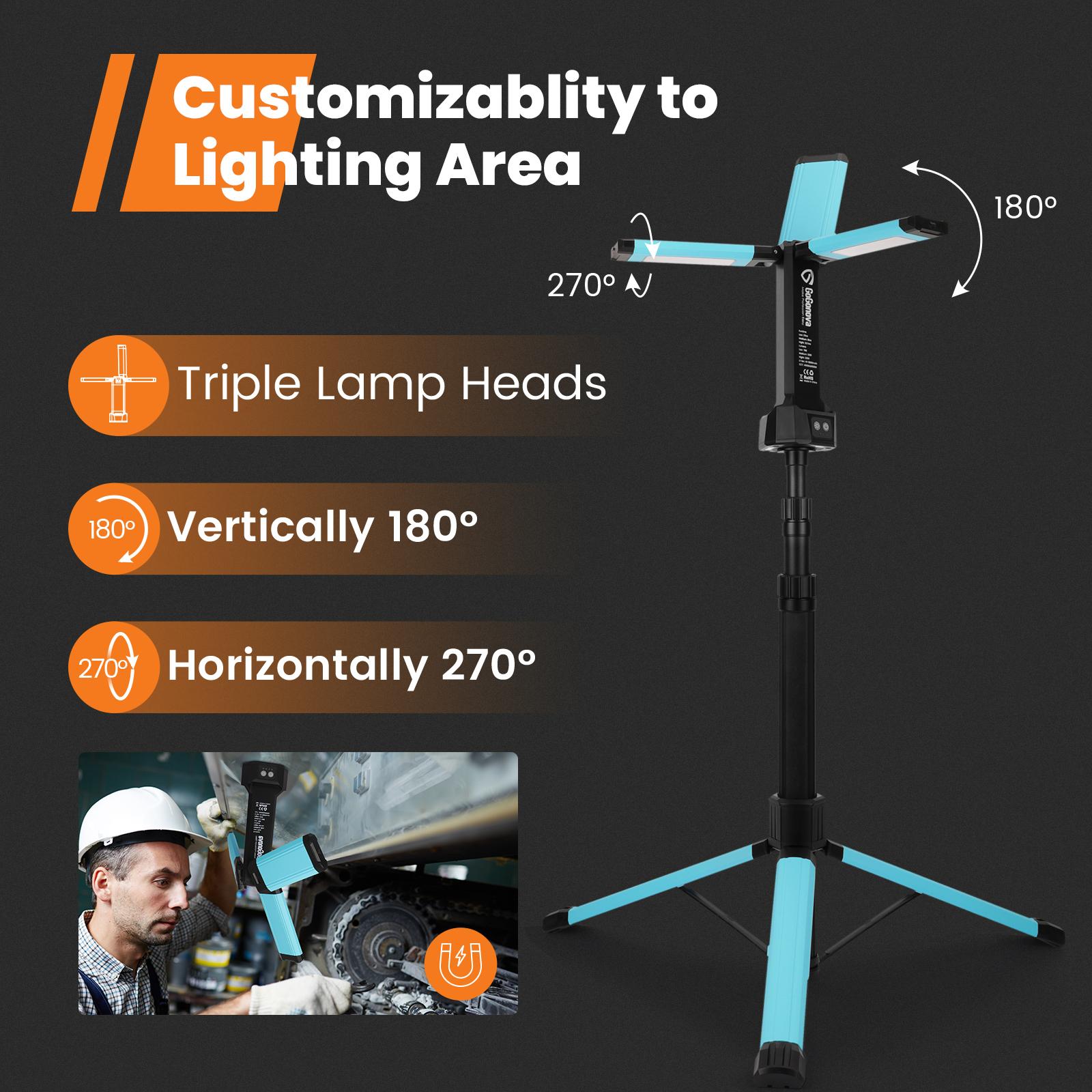 【3-OFF】GoGonova Rechargeable 3in1 Camping Light with Stand, Hanging, Removable Magnetic Head, 67" Portable Cordless, 8AH Battery, 700/1200/2200 Lumen, 4000/6500K Dimmable, Detachable Tripod Adjustable Flashlight for Outdoor, Emergency, Camping, Fishing