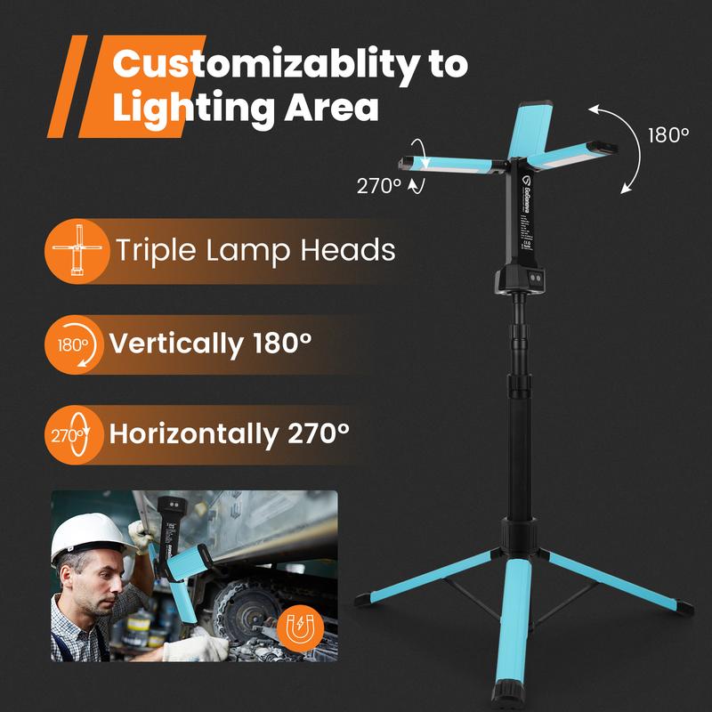 【3-OFF】GoGonova Rechargeable 3in1 Camping Light with Stand, Hanging, Removable Magnetic Head, 67" Portable Cordless, 8AH Battery, 700/1200/2200 Lumen, 4000/6500K Dimmable, Detachable Tripod for Outdoor, Emergency, Camping, Fishing