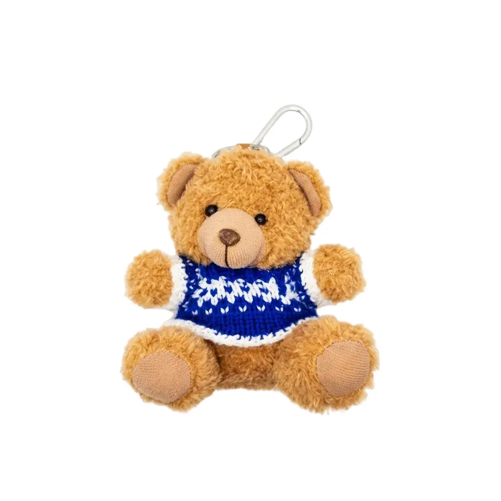 Shaggy Sweatered Teddy Bear Keychain