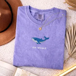 Embroidered Oh Whale – Cute Funny Comfort Colors Summer Shirt for Beach Days & Ocean Lovers