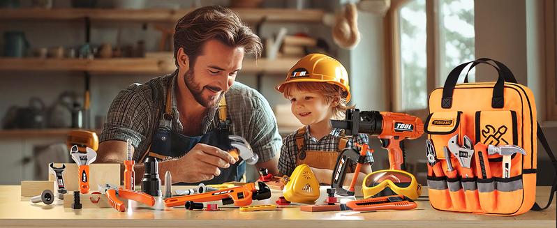 36Pcs Kids Tool Set, Toddler Tool Construction Toys with Belt & Electronic Drill for Boys Girls 3-5, Sturdy Tool Bag Suitable for Outdoor Use