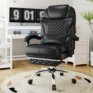 【Holiday Deals】Raybee Furniture Comfortable Office Chair with Footrest, 145° Reclining Padded Big and Tall Computer Gaming Chair , High Back 3D Saddle Shaped Cushion for Back Pain Relief, Height & Armrest Adjustable Executive Desk Chairs, 400 LBS Capacity