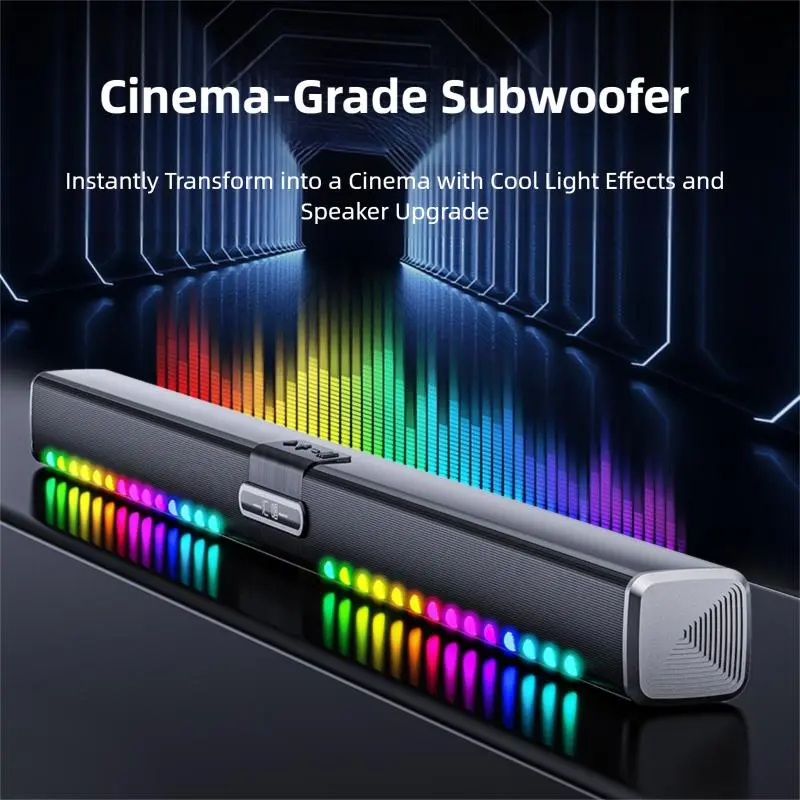 HUICHANG H008 10-Speaker RGB Soundbar with Colorful LED Lights - 34.6in Bluetooth 5.3 Wireless Speaker, 9D Deep Bass, TWS Stereo, Piano Black Slim System, AUX/USB/Coaxial Inputs, Manufacturer Warranty, Ideal for Home Theater, Gaming Setup & Watch Party, H