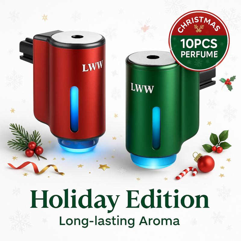 LWW Christmas Limited Dual Car Diffuser Gift Set with 10 French Essential Oils & 8 Aromatic Scents for Holiday Gifting 2025 Xmas Gift Bag Included