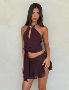 INDIGO MINI SKIRT - BROWN : CHOCOLATE