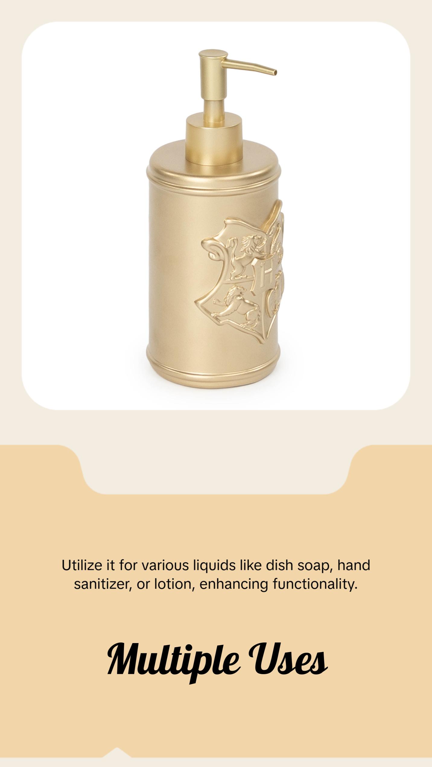 Jay Franco Harry Potter Gold Hogwarts Crest Resin Soap Dispenser Lotion Pump