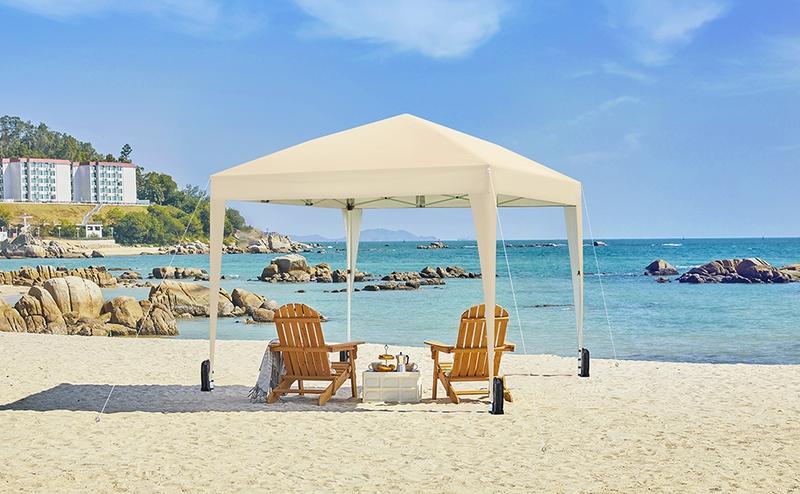 Yaheetech 10x10 Pop Up Canopy with 4 Removable Sidewalls, Portable Enclosed Instant Tent, Waterproof Outdoor Tent, Beach Sun Shelter with 4 Sandbags, 12 Stakes & 4 Ropes