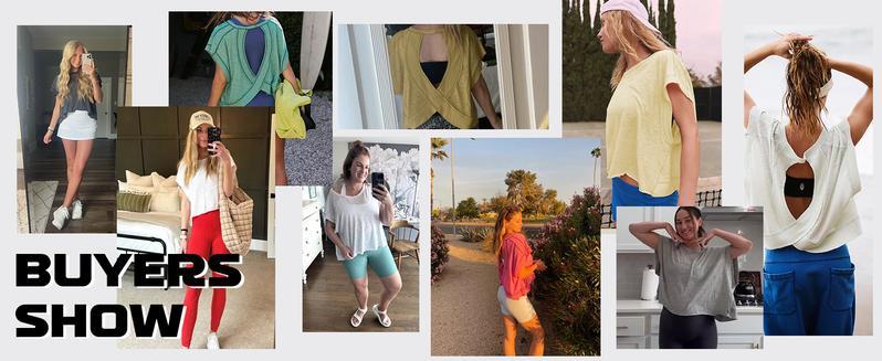 Tanming Open Back Tops for Women Oversized Short Sleeve Workout T Shirts Backless Y2k Athletic Crop Running Tees Springfresh Summer  for Hyrox Outfit