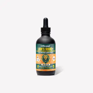Lifecykel Lion's Mane+ Mushroom Liquid Double Extract Natural Supplement for Brain Health, Focus, and Memory