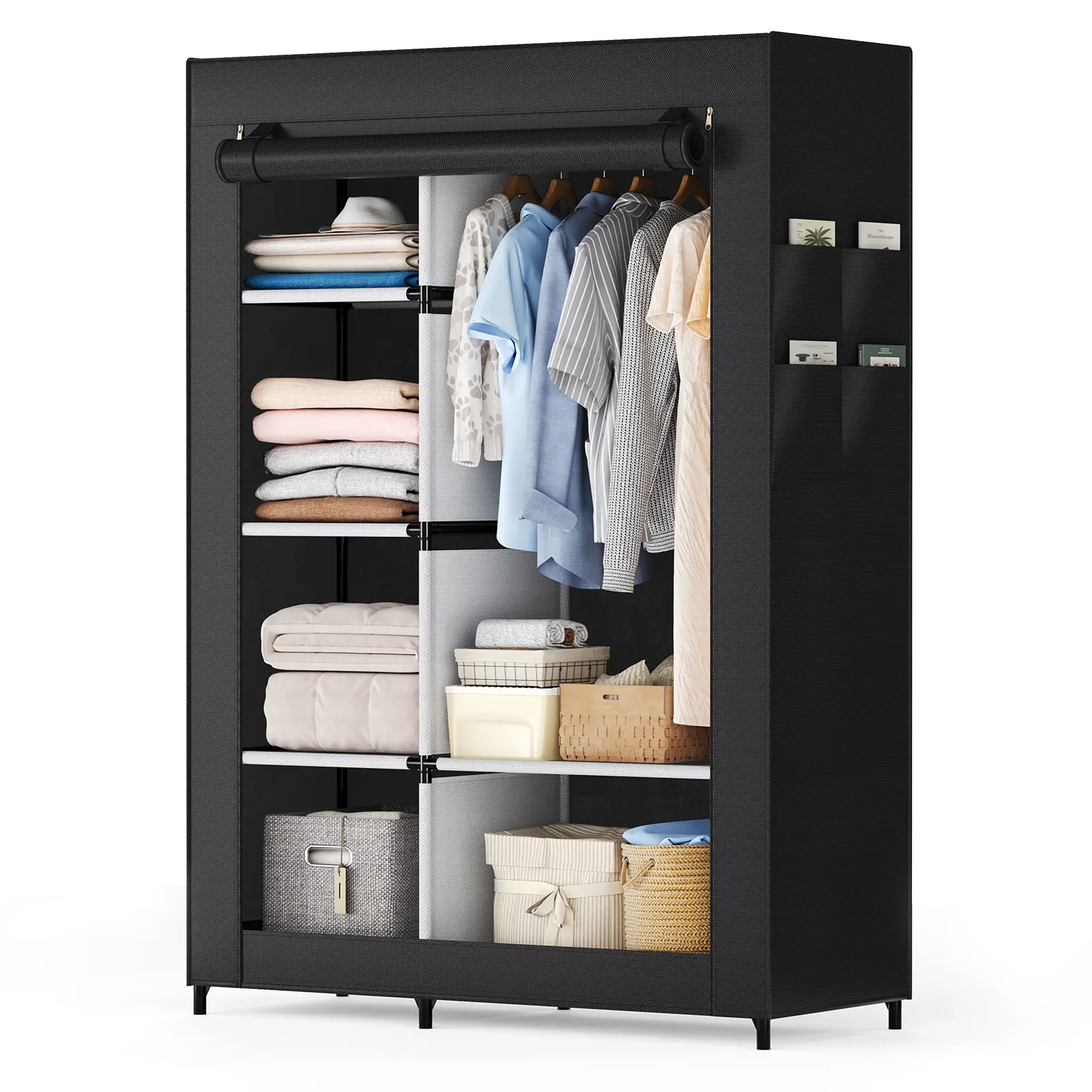 Portable Wardrobe Closet with Cover, Freestanding Portable Garment Rack, Portable Closet Wardrobe for Clothes Storage, Clothes Organizer for Bedroom, Dorm, Apartment