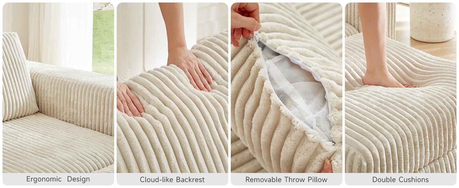 【With 1 Movable Ottoman & SPOTLIGHT DAY】ONBRILL 108" Gorgeous Cloud U Shaped Modular Sectional Sofa, Comfy 3-Seater Modern Luxury Sectional Couch, Deep Seat Couch for Living Room Bedroom Furniture,BlackFridayDeal