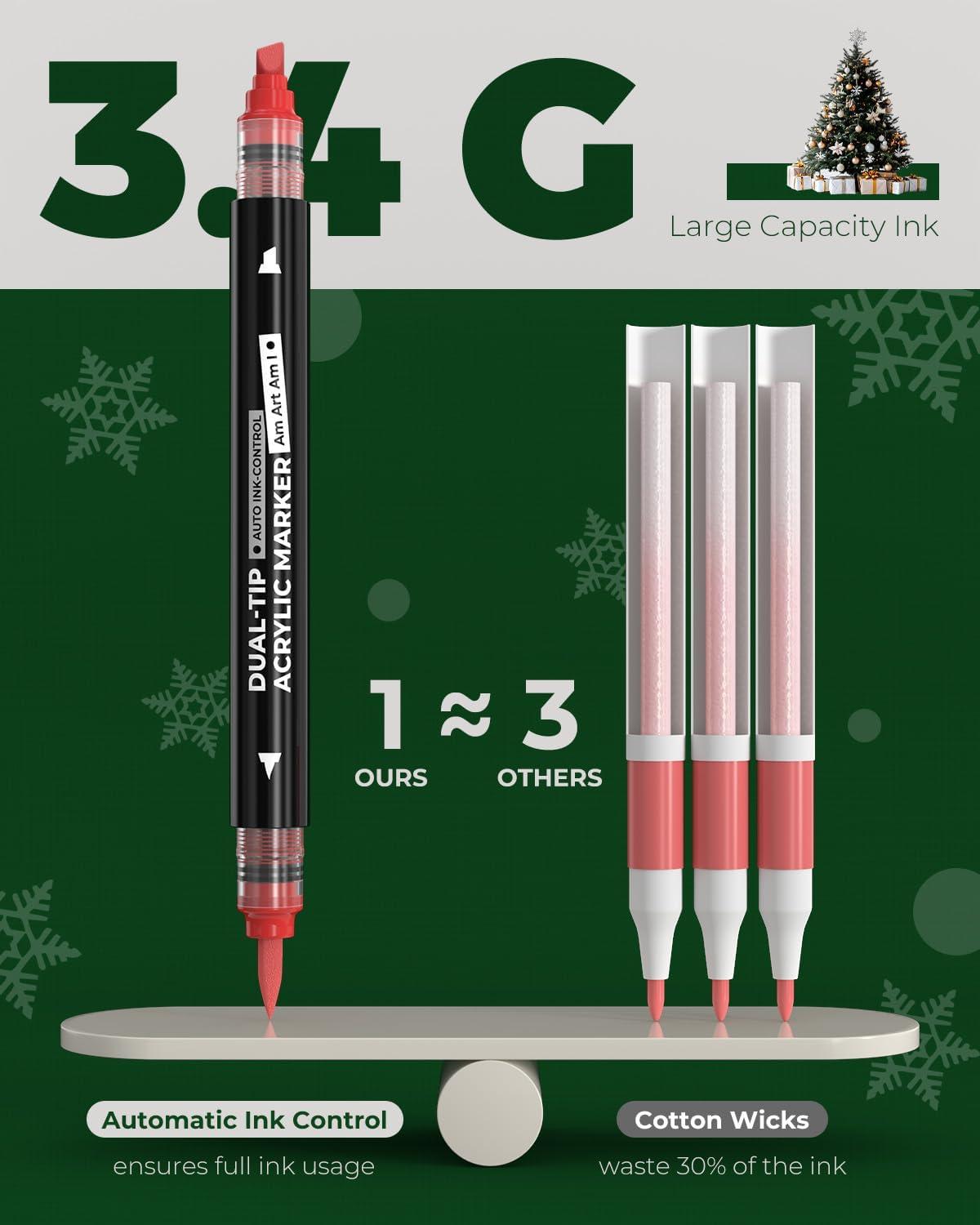 [JusArt] 60/36 Colors Dual Tip with Broad Tip and Brush Tip Pens, Automatic Ink Control Acrylic Paint Markers, Premium Paint Pens for Various Surfaces, Acrylic Paint Markers, Markers for Coloring, Art Supplies, Acrylic Marker,juicy markers,vintage markers