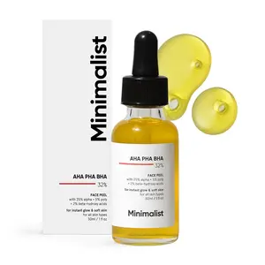 Minimalist 32% AHA BHA PHA Peeling Solution for Glowing Skin, Smooth Texture & Pore Cleansing | Weekend Facial Exfoliant Peel for Advance Users | For Women & Men | 1 Fl Oz / 30 ml