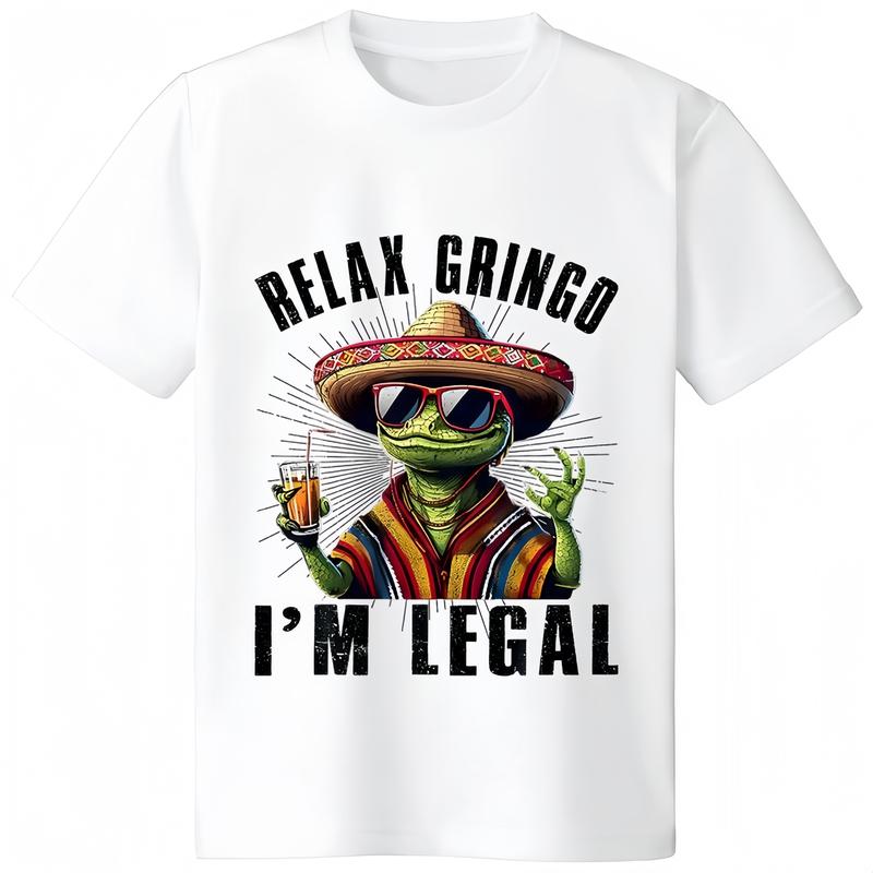 shirts - Cotton Short Sleeve Relax Gringo I'm Legal Mexican Lizard Funny T-Shirt for Men Women - designer hoodies
