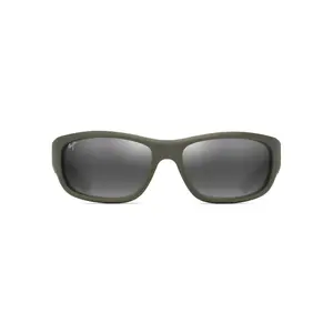 Maui Jim Ma‘Ukele Sunglasses 682-15 Matte Solid Military Green with Brown Frame Neutral Grey Lenses