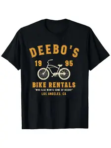 Men's Vintage Deebo Bike Rental Graphic Tee, Loose Fit Summer Casual Breathable Short Sleeve Shirt, Fashion Round Neck Top for Daily Wear