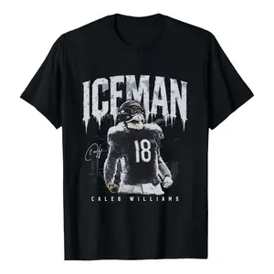 Unisex Caleb Williams Bears Iceman Signature Graphic T-shirt, 100% Cotton Football Lover Tee, Team Fan Gift Merch
